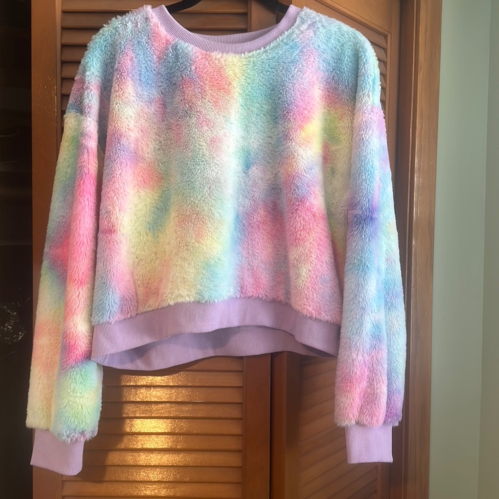 Psychedelic fuzzy cropped sweater